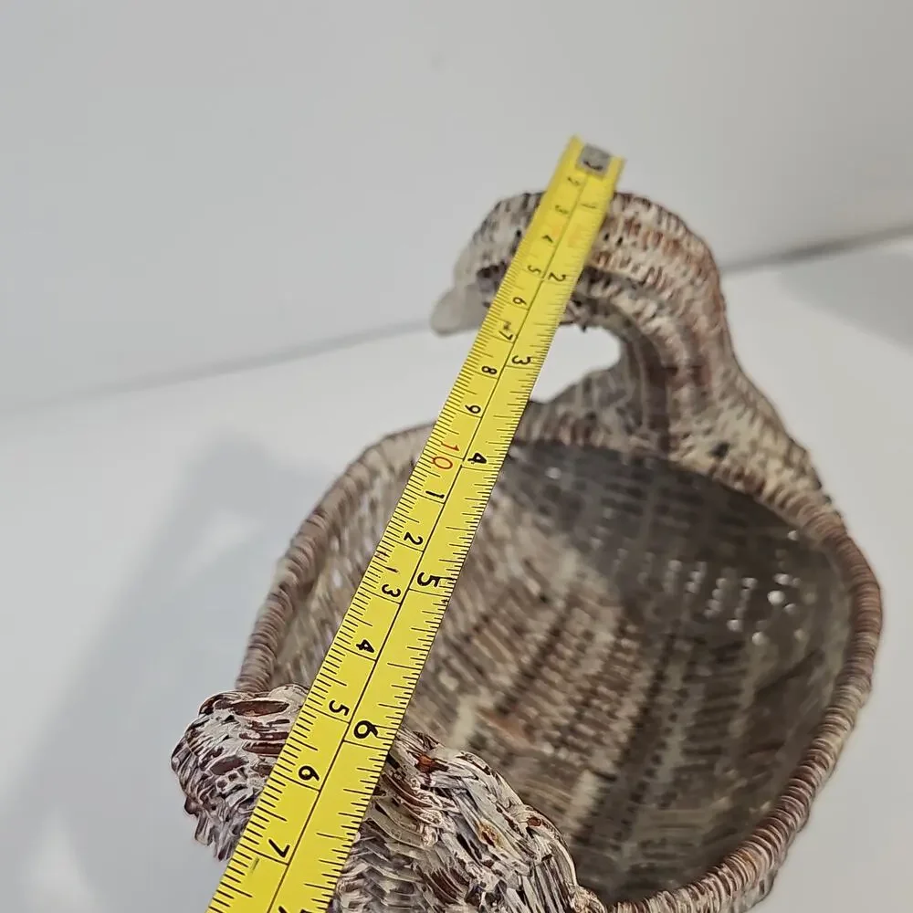 Vintage 1988 Wicker Duck Basket Catch All Cottagecore Country Whimsy Farmhouse
